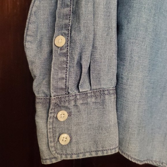 J Crew denim chambray Perfect Shirt with roll tab sleeves - Picture 5 of 10